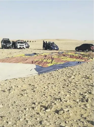  ?? PICTURE: GETTY IMAGES ?? The remains of the hot air balloon after the crash near the ancient city of Luxor