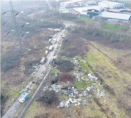  ??  ?? The extent of flytipping at a travellers’ site on Tatton Road, Newport