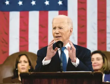  ?? SAUL LOEB/ABACAPRESS 2022 ?? President Biden will address a newly divided Congress in his State of the Union speech Tuesday.