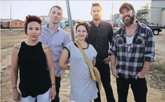  ?? MICHAEL PHILLIP WOJEWODA/AAKULUK MUSIC/THE CANADIAN PRESS ?? Nunavut-based musicians The Jerry Cans, from left: Nancy Mike, Andrew Morrison, Gina Burgess, Brendan Doherty and Stephen Rigby. In October, they launched Aakuluk Music — the first-ever record label to emerge from Nunavut.