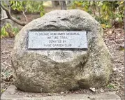  ?? Photo by Theresa Auriemmo ?? The Florence Newcomer memorial, donated by the Kane Garden Club, stands along the Nature Trail in Evergreen Park, serving as a lasting tribute to her legacy.