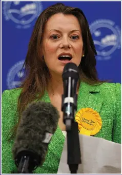  ?? Picture: YUI MOK/PA ?? OUT OF THE BLUE: Lib Dem Sarah Green’s by-election victory