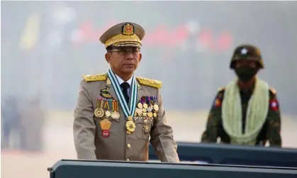  ?? Viciousnes­s.’ Photograph: Stringer/Reuters ?? Min Aung Hlaing, the chief of Myanmar’s junta. ‘The junta’s increasing brutality is a sign of fear as well as further evidence of its