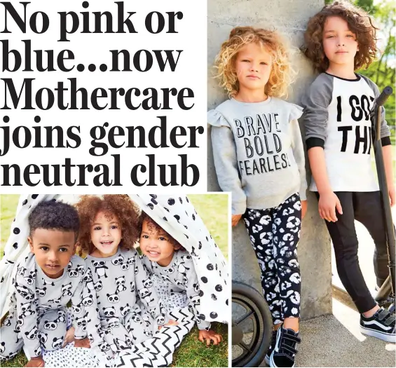  ??  ?? PC Pandas: These animal print designs, as well as slogan T-shirts and leggings, are designed to be worn by either boys or girls