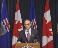  ?? CP PHOTO JASON FRANSON ?? Finance Minister Joe Ceci speaks about the Government of Alberta’s 2016-17 year-end financial results, in Edmonton on Thursday.