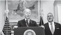  ?? Tribune News Serivce ?? A reader says President Joe Biden, shown with Secretary of Education Miguel Cardona, is trying to buy votes with the student loan relief plan.