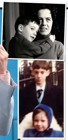  ??  ?? FAMILY BONDS: Jacob Rees-Mogg, aged four, with family nanny Veronica Crook in the 1970s, top, and, above, aged 12 with younger sister Annunziata