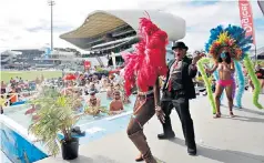  ??  ?? Dance party: A rare scene for England supporters to enjoy during the first Test