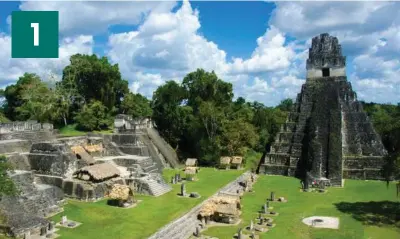  ?? ?? Tital-templet var i gamle dage mayaernes hovedsaede i Guatemala. Foto: Getty Images