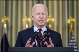  ?? EVAN VUCCI-ASSOCIATED PRESS ?? President Joe Biden delivers remarks on the debt ceiling during an event in the State Dining Room of the White House, Monday in Washington.