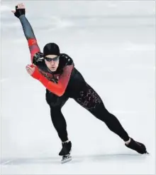  ?? PETR DAVID JOSEK THE ASSOCIATED PRESS ?? Denny Morrison of Canada competes in the men’s 1,500 metres speedskati­ng race at the Gangneung Oval.