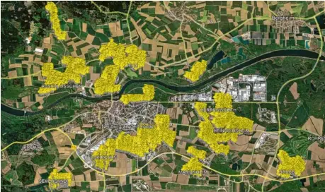  ?? Foto: Dslmobil ?? In den gelb markierten Gebieten bietet DSLmobil einen Glasfasera­usbau in Neuburg an. Der Ausbau läuft schneller als geplant.