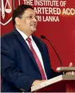  ??  ?? CA Sri Lanka President elect Mr. Manil Jayesinghe addressing the event.