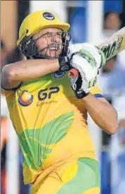  ?? TWITTER ?? Shahid Afridi in action in T10 League in Sharjah