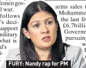  ??  ?? FURY: Nandy rap for PM