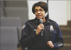  ?? ASSOCIATED PRESS ?? IN THIS JUNE 18, 2019, FILE PHOTO, Phoenix Police Chief Jeri Williams addresses the audience at a community meeting.