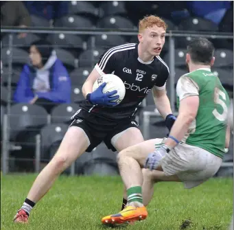  ??  ?? Sean Carrabine goes into attack for Sligo against Fermanagh. Pic: Tom Callanan.