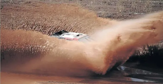  ?? / AFP PHOTO ?? Toyota driver Giniel de Villiers of South Africa and his co-driver Dirk von Zitzewitz of Germany compete during Stage 7 of the 2018 Dakar Rally in Bolivia on Saturday. After Stage 7, the pair are fourth while Frenchman Carlos Sainz of Peugeot is in the lead.