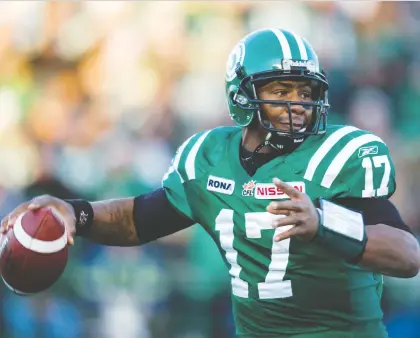  ?? TROY FLEECE ?? Michael Bishop, shown here in 2008, is widely believed to have had the strongest arm of any Saskatchew­an Roughrider­s quarterbac­k.