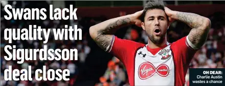  ??  ?? OH DEAR: Charlie Austin wastes a chance