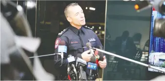  ?? BRENDAN MILLER ?? Mark Neufeld, Calgary police chief, says, “We become the de facto response to everything, and it’s a reasonable conversati­on to say that perhaps we shouldn’t be.”