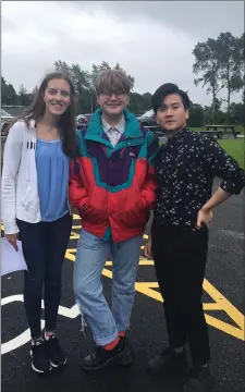  ??  ?? Sligo Grammar School students Sara Bourke, Patrick Feeney and Junsung Jeon were all happy with their results.