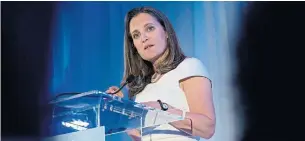  ?? JOSE LUIS MAGANA/THE ASSOCIATED PRESS ?? Canadian Minister of Foreign Affairs Chrystia Freeland delivered a stark and extraordin­ary speech in Washington on Wednesday, writes Heather Mallick.