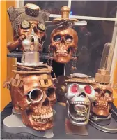  ?? COURTESY OF ELAINE LEWIS ?? This grouping of Elaine Lewis’ skulls is called “Steampunk Amigos.”