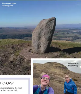  ??  ?? The summit stone of Dumgoyne
At the start of the challenge