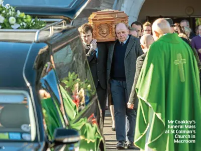 ??  ?? Mr Coakley’s funeral Mass at St Colman’s Church in Macroom