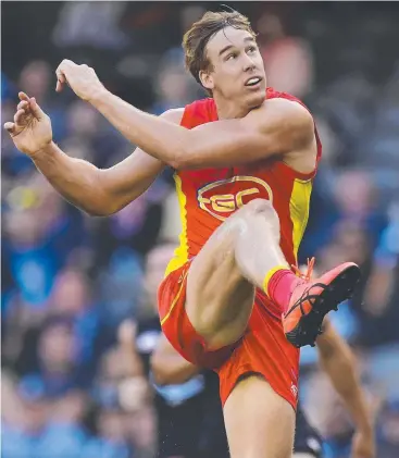  ?? Picture: AAP IMAGE ?? GREAT START: Tom Lynch booted eight goals for the Suns in their Round 2 victory over Carlton at Etihad Stadium in Melbourne on Saturday.