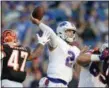  ?? ADRIAN KRAUS — THE ASSOCIATED PRESS FILE ?? In this file photo, Buffalo Bills quarterbac­k Nathan Peterman (2) throws a pass during the second half of a preseason NFL football game against the Cincinnati Bengals, in Orchard Park, N.Y.