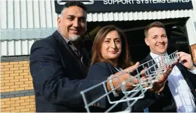  ?? ?? From left: Direct Channel Support Services’ founders Sid and Rani Sidhu with Mark Corfield, relationsh­ip manager at Lloyds Bank