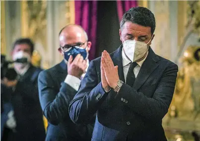  ?? EFE ?? El líder de Italia Viva, ayer, tras el encuentro con el presidente de la Repúbilca Mattarella