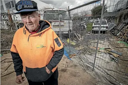  ??  ?? Angus McIntyre who lives in a caravan on a rubbish filled section in Papakura, South Auckland, has until Saturday to find a place to site his caravan. LAWRENCE SMITH/STUFF