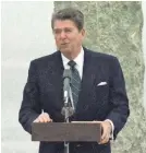  ?? AP ?? During his 1984 D-Day address, Ronald Reagan vividly retold the story of the Army Ranger effort to scale the Omaha Beach cliffs.