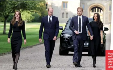  ?? ?? Many hoped William and Harry were mending their relationsh­ip after the brothers and their wives reunited at Windsor Castle.