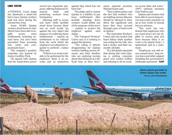  ?? Picture: JAKE NOWAKOWSKI ?? AAP
Qantas planes grounded at Avalon Airport last month.