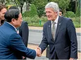  ?? ?? Trade Minister Damien O’Connor meeting the Vietnamese Prime Minister Pham Minh Chinh in Hanoi on Monday.