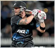  ??  ?? Tim Seifert, main picture, evoked memories of former New Zealand captain Brendon McCullum, inset, with his belligeren­t 84 off 43 balls against India in Wellington on Wednesday.