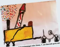  ??  ?? Auf dem Faschings Astronaute­nwagen wäre Simon, 7, aus Oberroth gerne mit