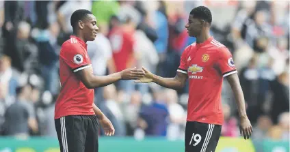  ?? Picture: Gett y Images ?? TWO FOR ONE. With Anthony Martial (left) and Marcus Rashford, something has to give.