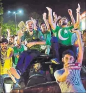  ?? AFP ?? People took to the streets in Islamabad after Pakistan thrashed India to lift their maiden Champions Trophy on Sunday.