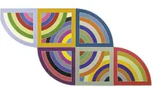  ?? © 2016 FRANK STELLA/ARTISTS RIGHTS SOCIETY, NEW YORK ?? Frank Stella’s “Harran II,” from 1967 is a display of intersecti­ng concentric circles, squares and triangles.