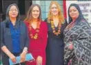  ??  ?? (LEFT) The Indian Heights School chairperso­n Madhu Gupta and principal Archana Narain with guests. (RIGHT) Chairman, KL Luthra and Principal, Sonia Luthra with the dignitarie­s.