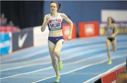  ??  ?? Laura Muir wins the 1000m but just misses out on the world record in Birmingham
