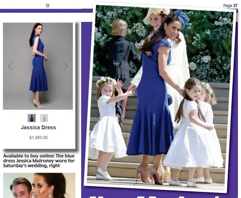  ?? Picture research: CLAIRE CISOTTI ?? Available to buy online: The blue dress Jessica Mulroney wore for Saturday’s wedding, right