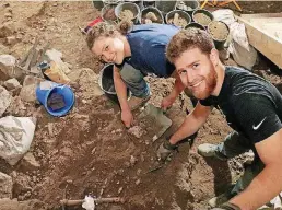  ?? [PHOTO PROVIDED] ?? Armstrong College senior Rachel Grellet and junior Justice Brown participat­e in an archaeolog­ical dig in Jerusalem.