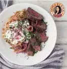  ??  ?? FETTUCINE with Seared Beef Sour Cream