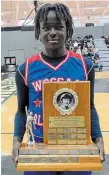  ?? NAZIM RAMZAN CAMERON HEIGHTS ?? Wani Ujullu Obang of the Cameron Heights Golden Gaels is MVP of the WCSSAA senior boys basketball league.